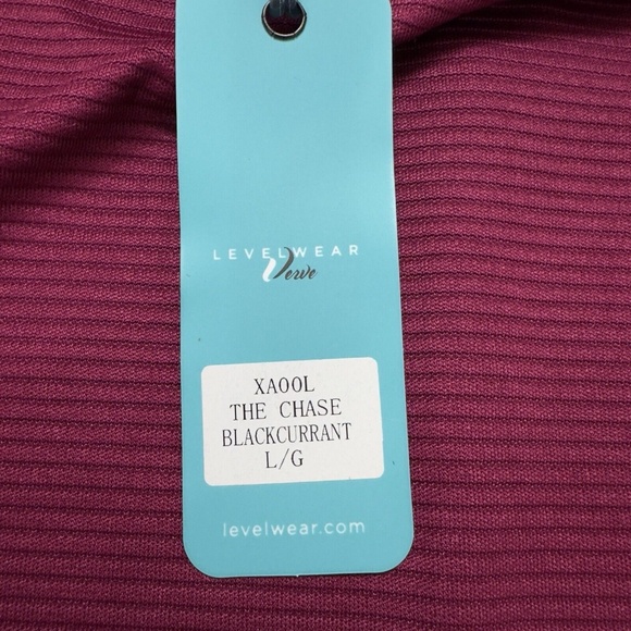 Leveler The Chase Women's Large Burgundy Mock Neck Long Sleeve Ribbed Top - Picture 13 of 15